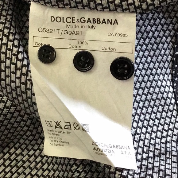Dolce & Gabbana formal black polka dot slim fit button front shirt sz 17 - Picture 12 of 13
